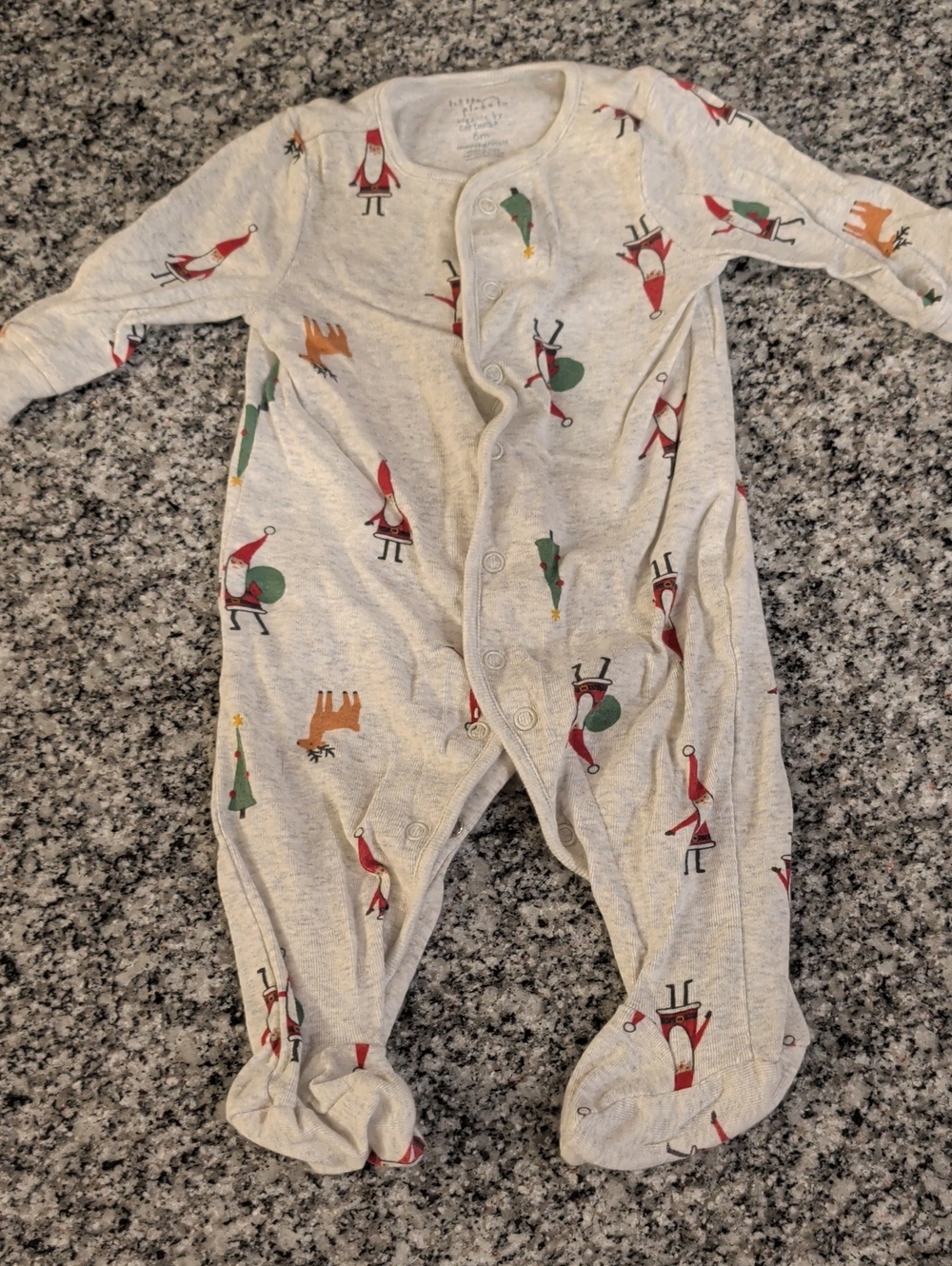 Unbranded Cream Holiday Print Footed One-Piece for Kids